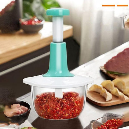 Manual Hand Push Chopper | Multi-functional Vegetable Meat Grinder, Grater, Chopper – 1.5 Liter (random Color)