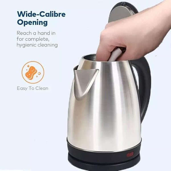 Electric Kettle, 2.0 Litre, 1500w, Auto Fast Boil Feature, 360 Degree Rotating Base, Safety Lid With Locking Mechanism (silver)