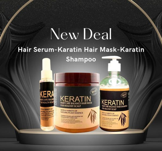 (pack Off 3 ) 3 In 1 Hair Keratin Mask, Shampoo & Serum Deal