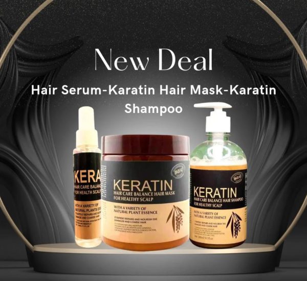 (pack Off 3 ) 3 In 1 Hair Keratin Mask, Shampoo & Serum Deal